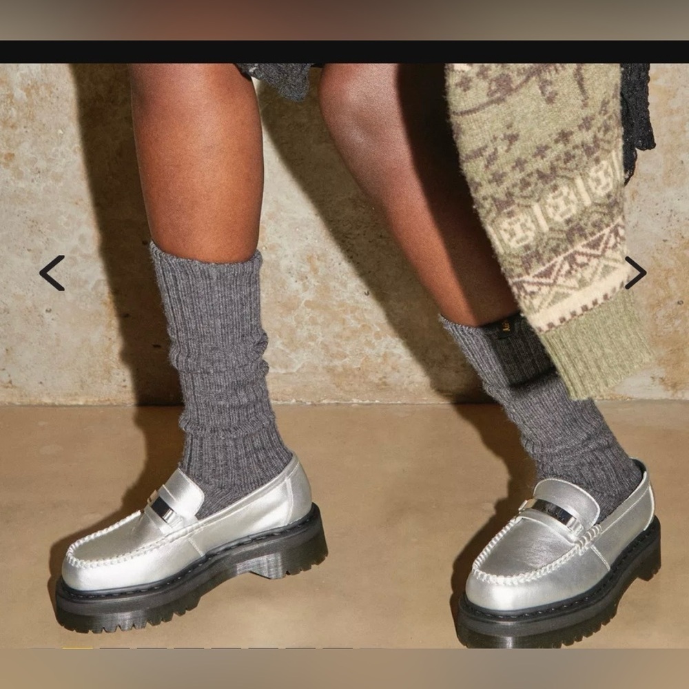NEW Dr. Martens Silver Shoes with Black Soles